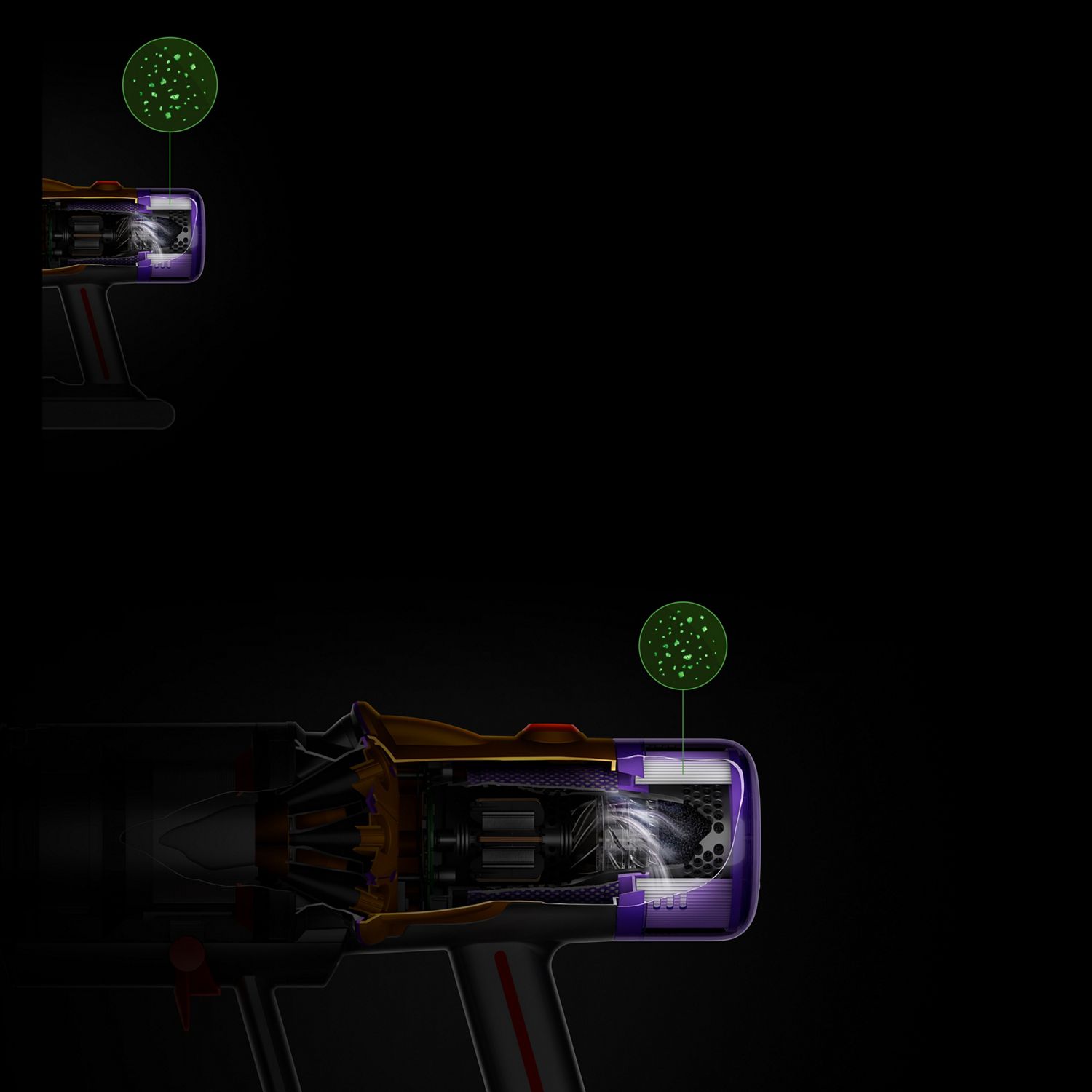 Cutaway of post-motor filter