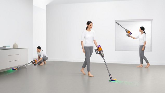 Woman cleaning in various places around the home