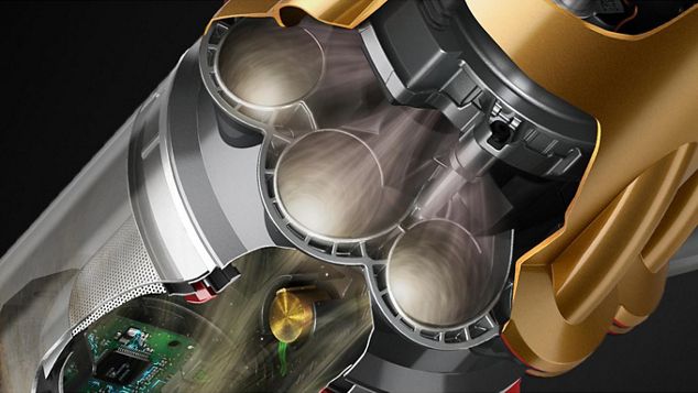 Dyson Digital Slimクリーナー内部の高密度バッテリーテクノロジー断面図