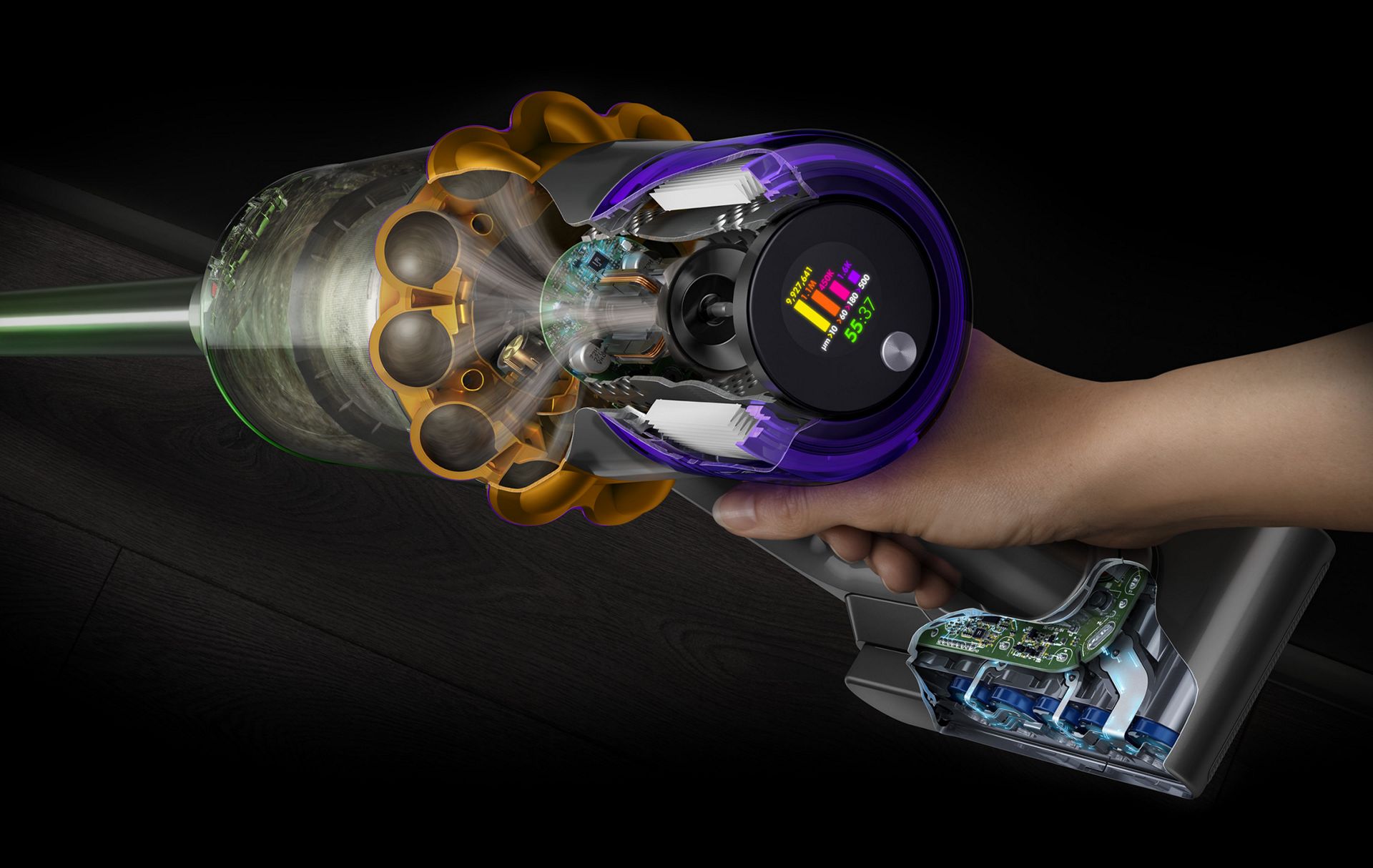 Illustration af Dyson Hyperdymium-motor
