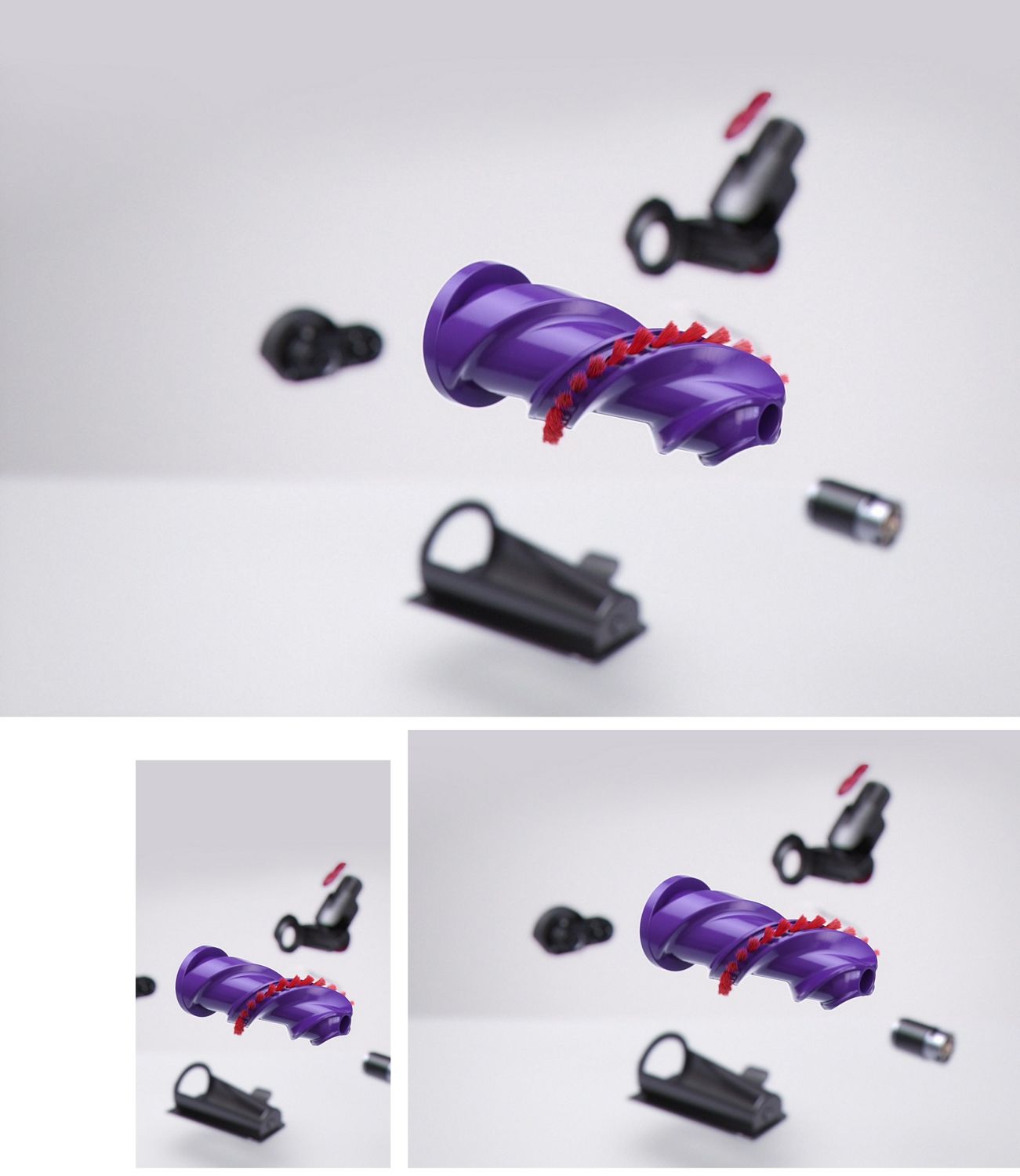 Nahaufnahme der Bürstwalze der Haardüse