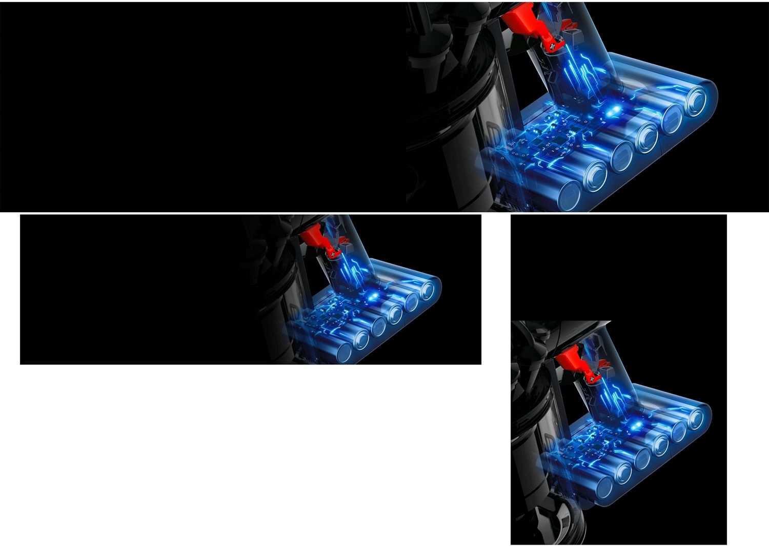 Cutaway graphic showing the battery cells within the handle of the Dyson Car+Boat vacuum cleaner. Cutaway graphic showing the battery cells within the handle of the Dyson Car+Boat vacuum cleaner.