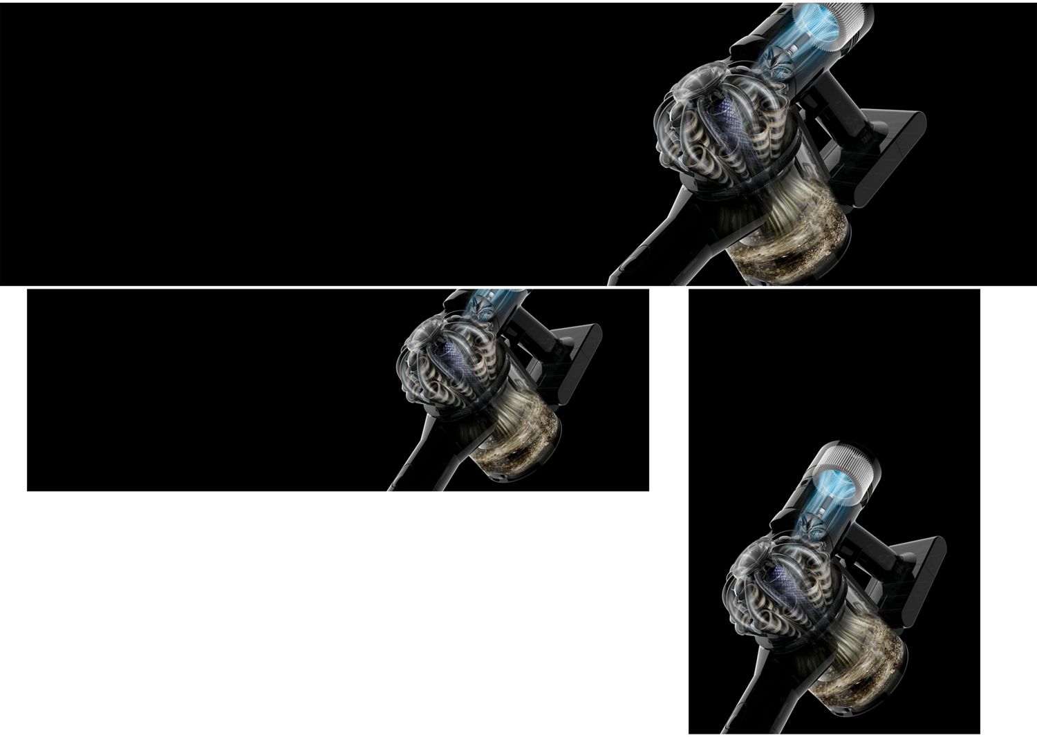 Cutaway graphics showing how the fully sealed design of the Dyson Car+Boat vacuum captures microscopic particles. Cutaway graphics showing how the fully sealed design of the Dyson Car+Boat vacuum captures microscopic particles.