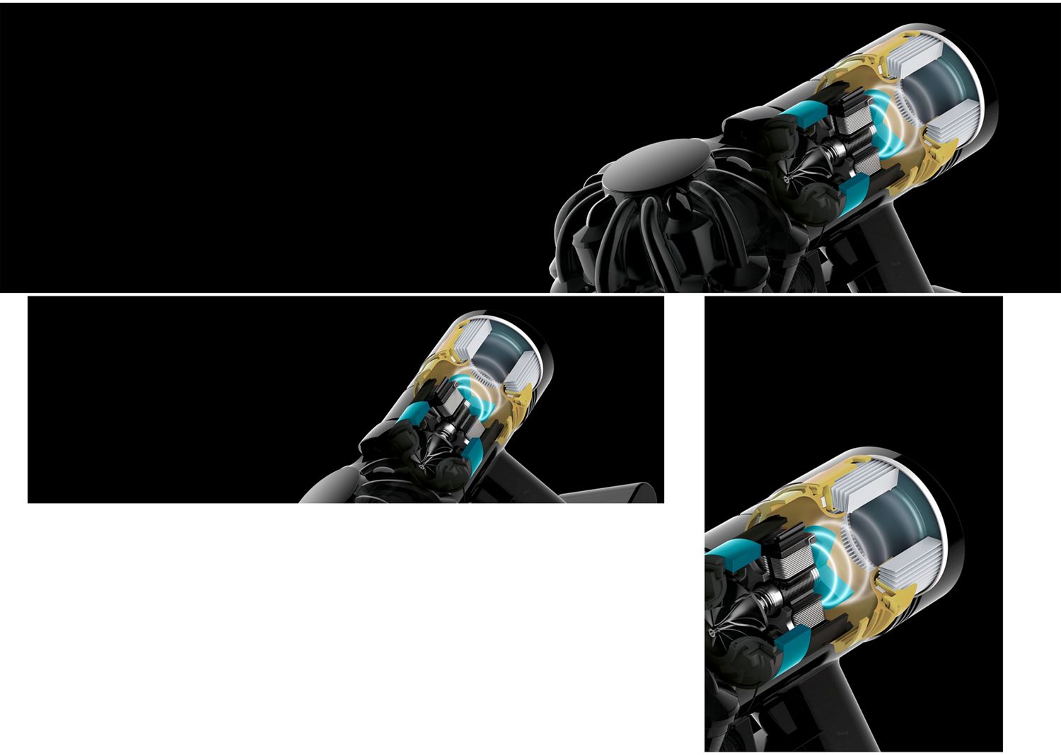 Cutaway graphic showing the sound-dampening technology within the Dyson Car+Boat vacuum. Cutaway graphic showing the sound-dampening technology within the Dyson Car+Boat vacuum.