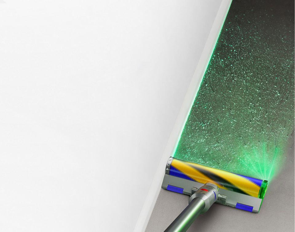 Laser Slim Fluffy cleaner head cleaning along a wall