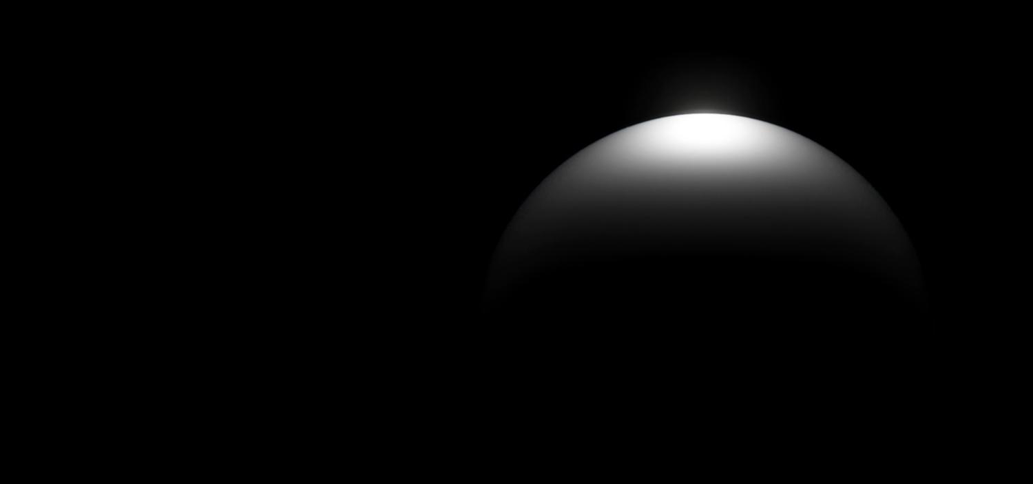 White light revealing a shape through black screen