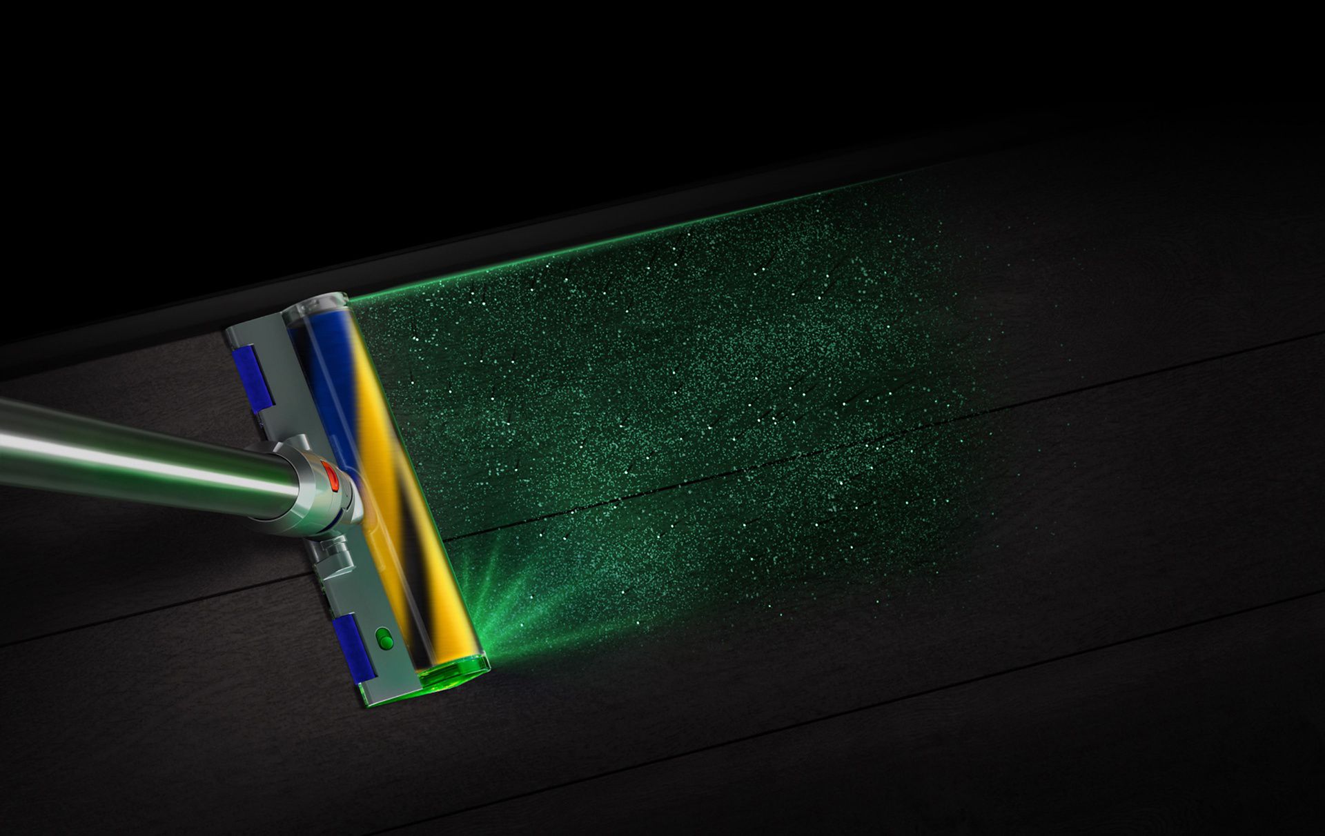 Staubsauger mit Lasertechnologie reinigt entlang einer Wand