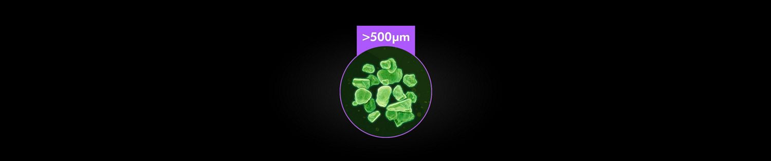 Deeltjes groter dan 500µm