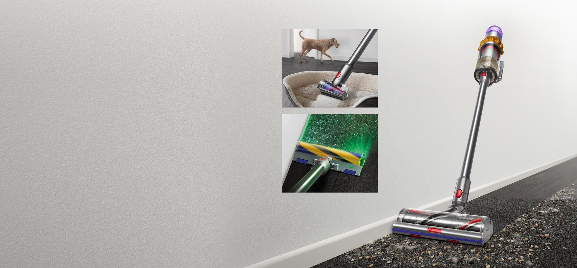 Pet hair being vacuum cleaned from carpet