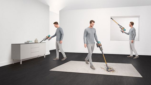 Dyson vacuum cleaning around a home