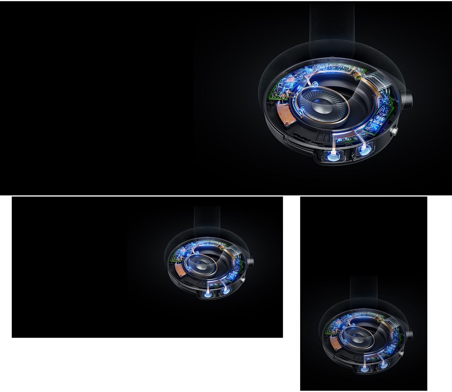 OnTracイヤーカップ内部の技術を示す断面図。