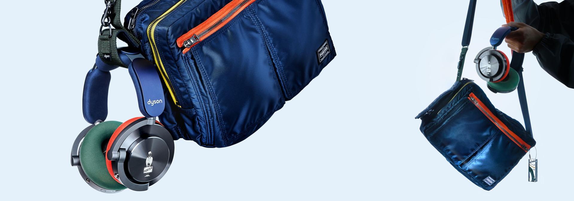 The Dyson OnTrac and PORTER headphones with custom shoulder bag.