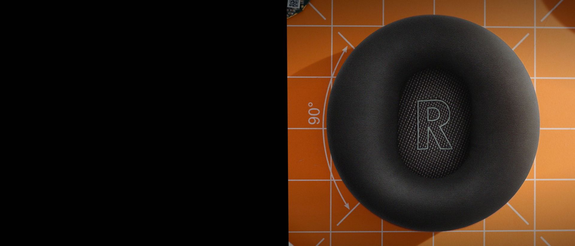 A close up of a Dyson OnTrac ear cushion.