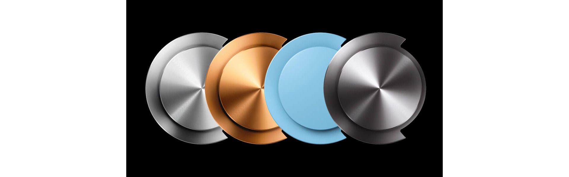Several Dyson OnTrac outer caps in different colours.