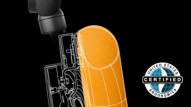 A drawing of a cut-out of the Dyson OnTrac headphones.