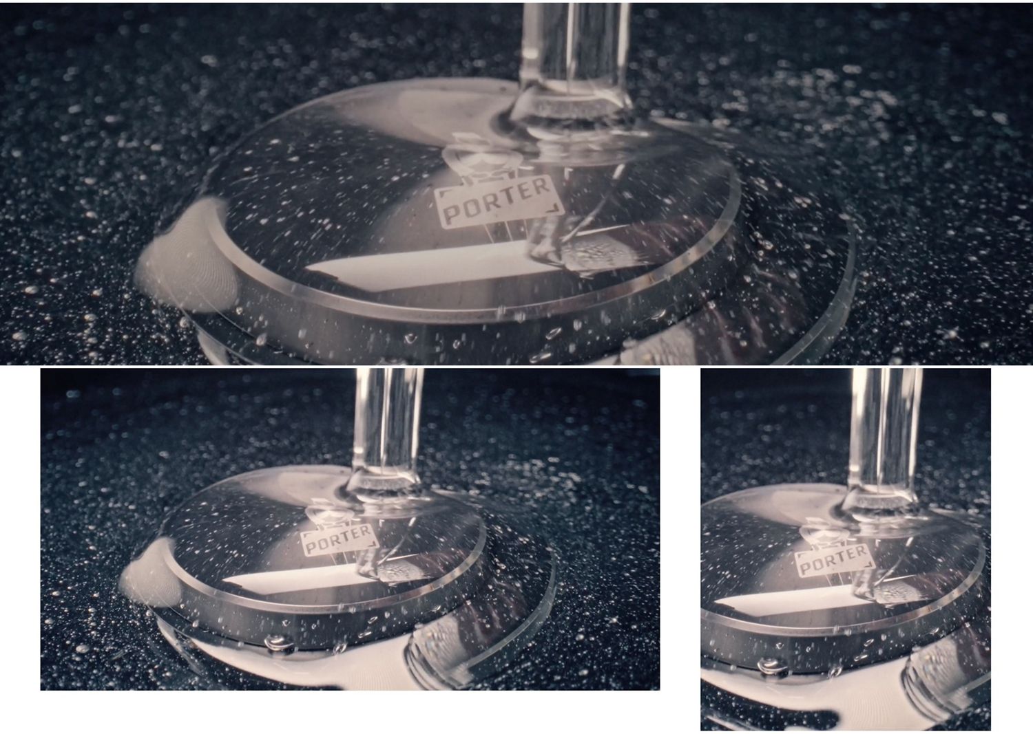 Dyson OnTracのアウターキャップに施されたPORTERロゴのカスタムレーザーエッチングの上に樹脂が流し込まれます。