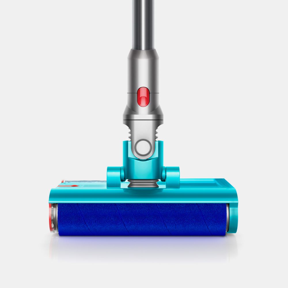 Der Dyson V15s kabellose Staubsauger mit dem Submarine Bodenaufsatz mit Nass-Walze.