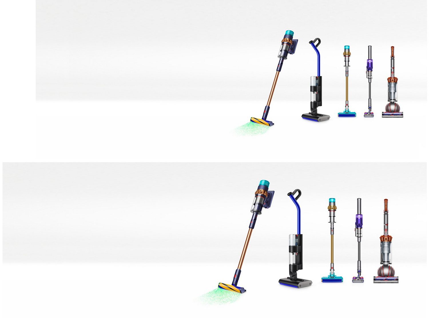 A range line-up of corded and cordless vacuum cleaners and floor cleaners