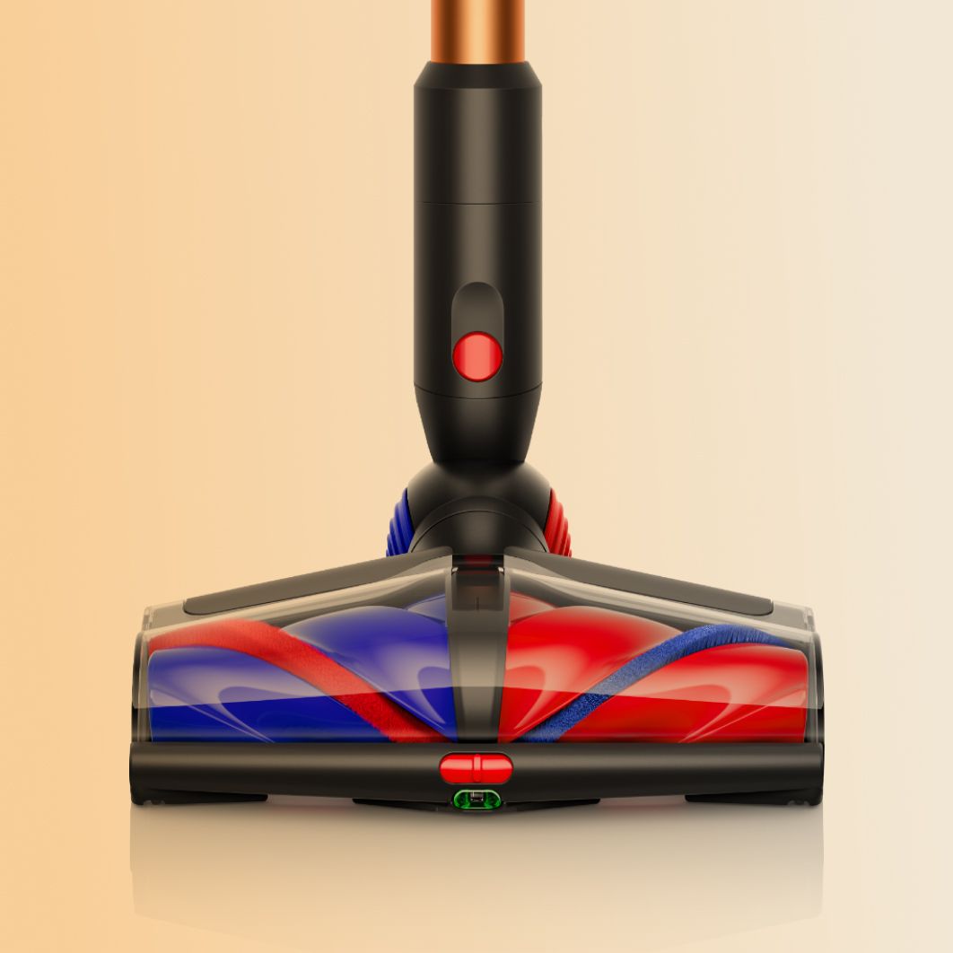   Dyson All-Floors Cones Sense cleaner head on a Dyson cordless vacuum.