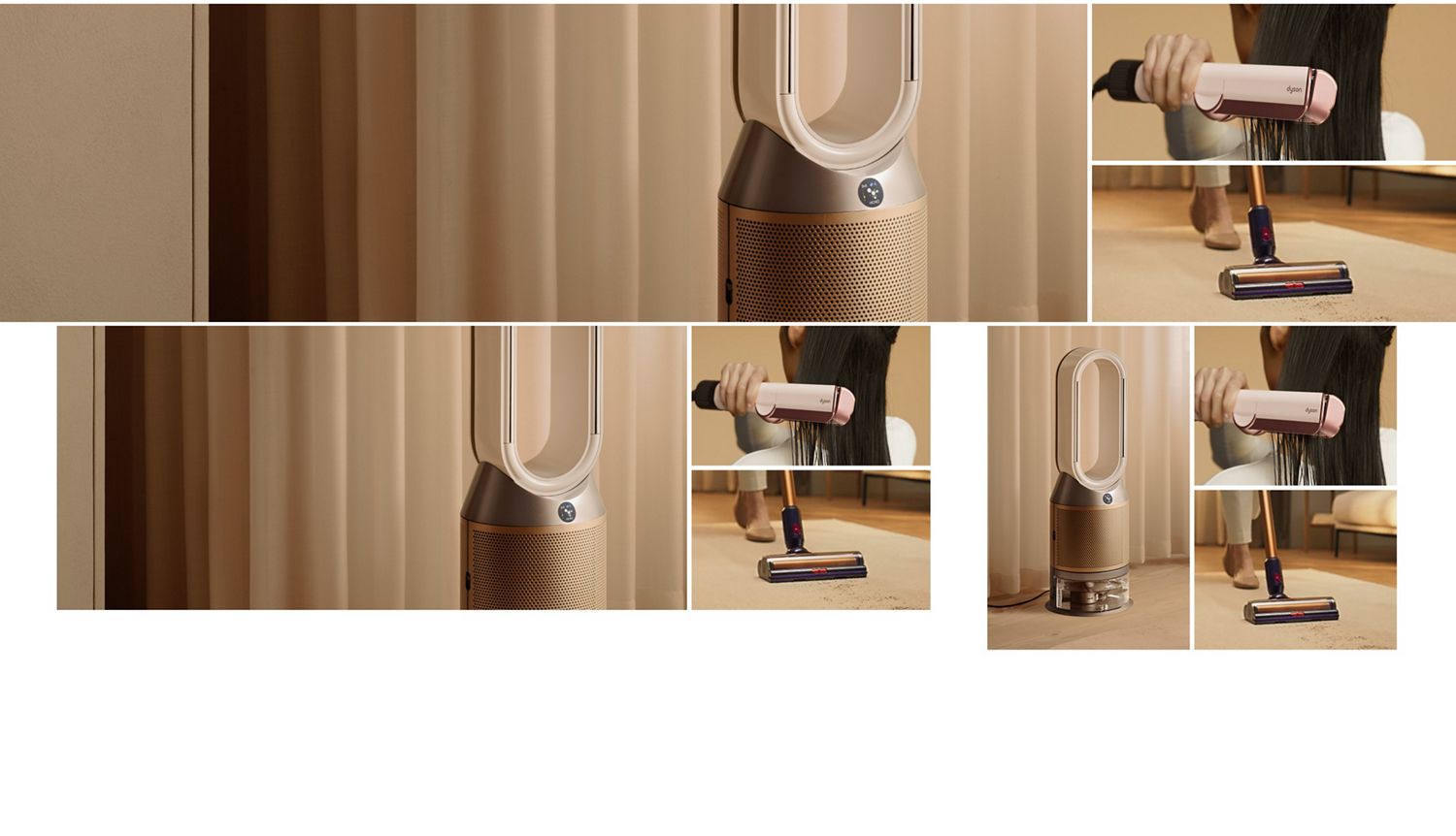 Collage of Dyson devices and machines used around the home.