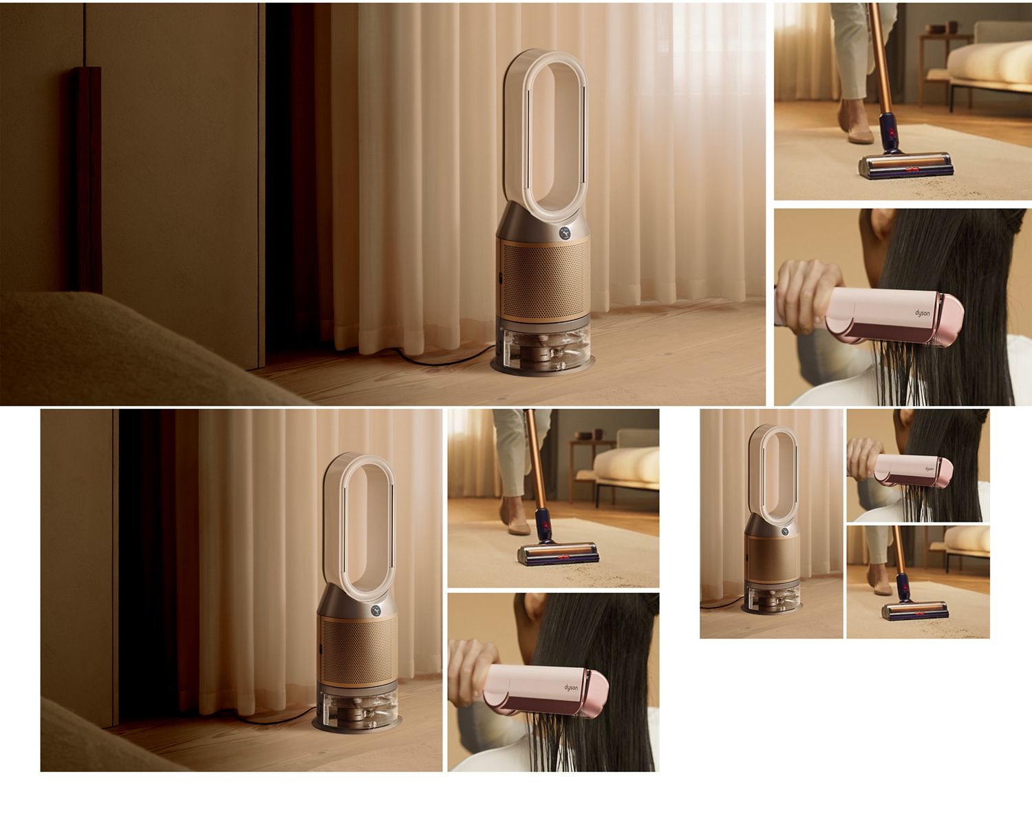 Collage of Dyson devices and machines used around the home.