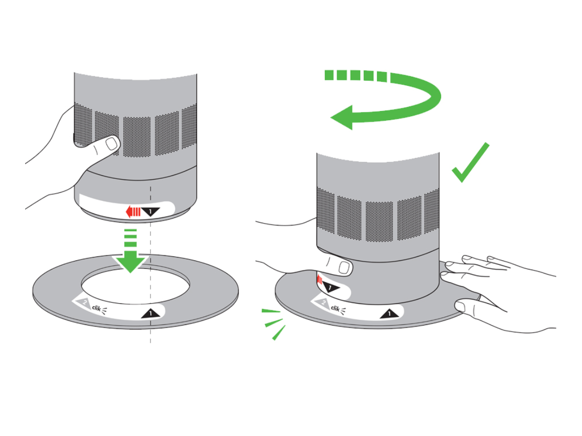 Dyson AM07 fan vent locations diagram