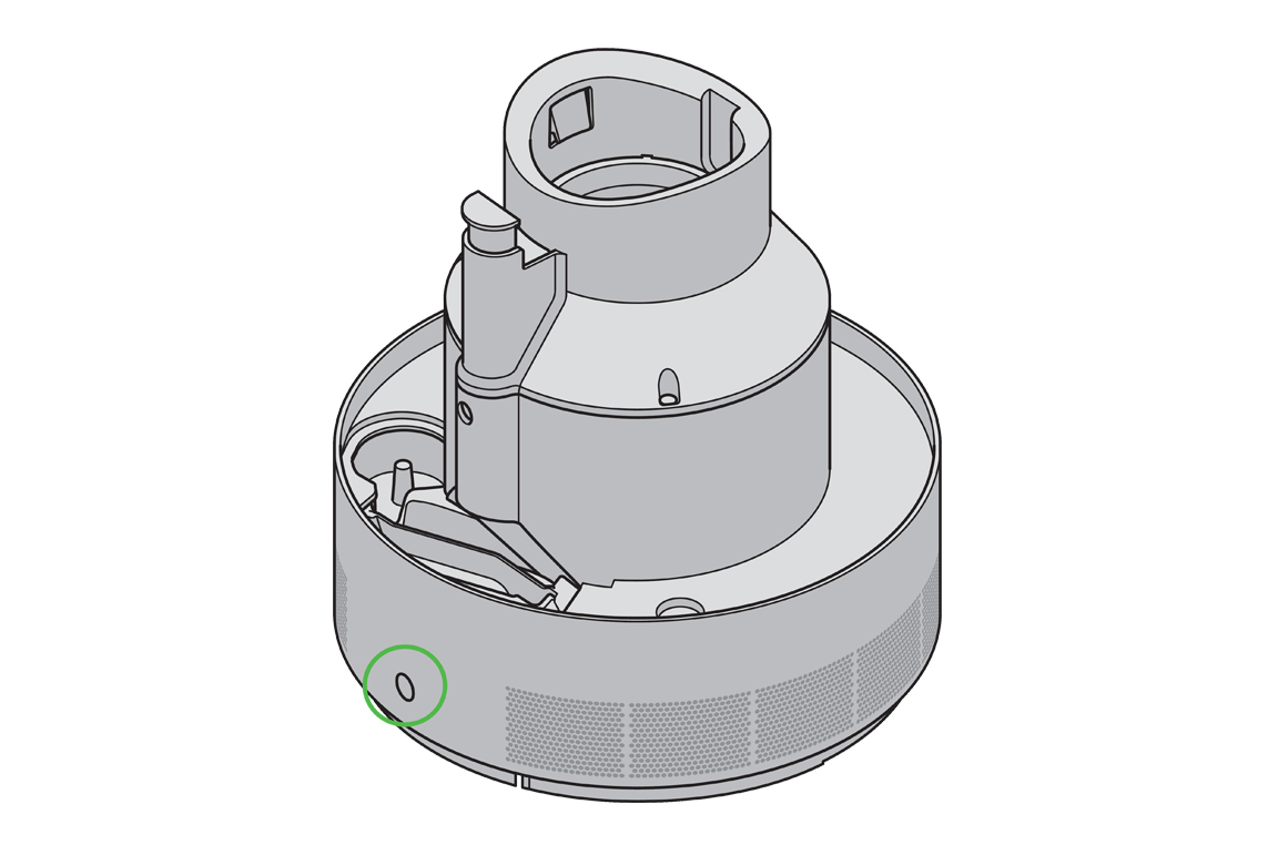 Dyson AM10 humidifier power button location