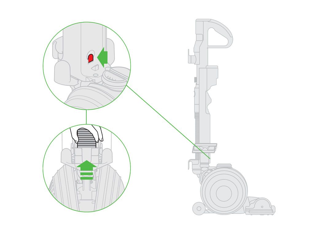 Dyson DC50 hose release mechanism diagram