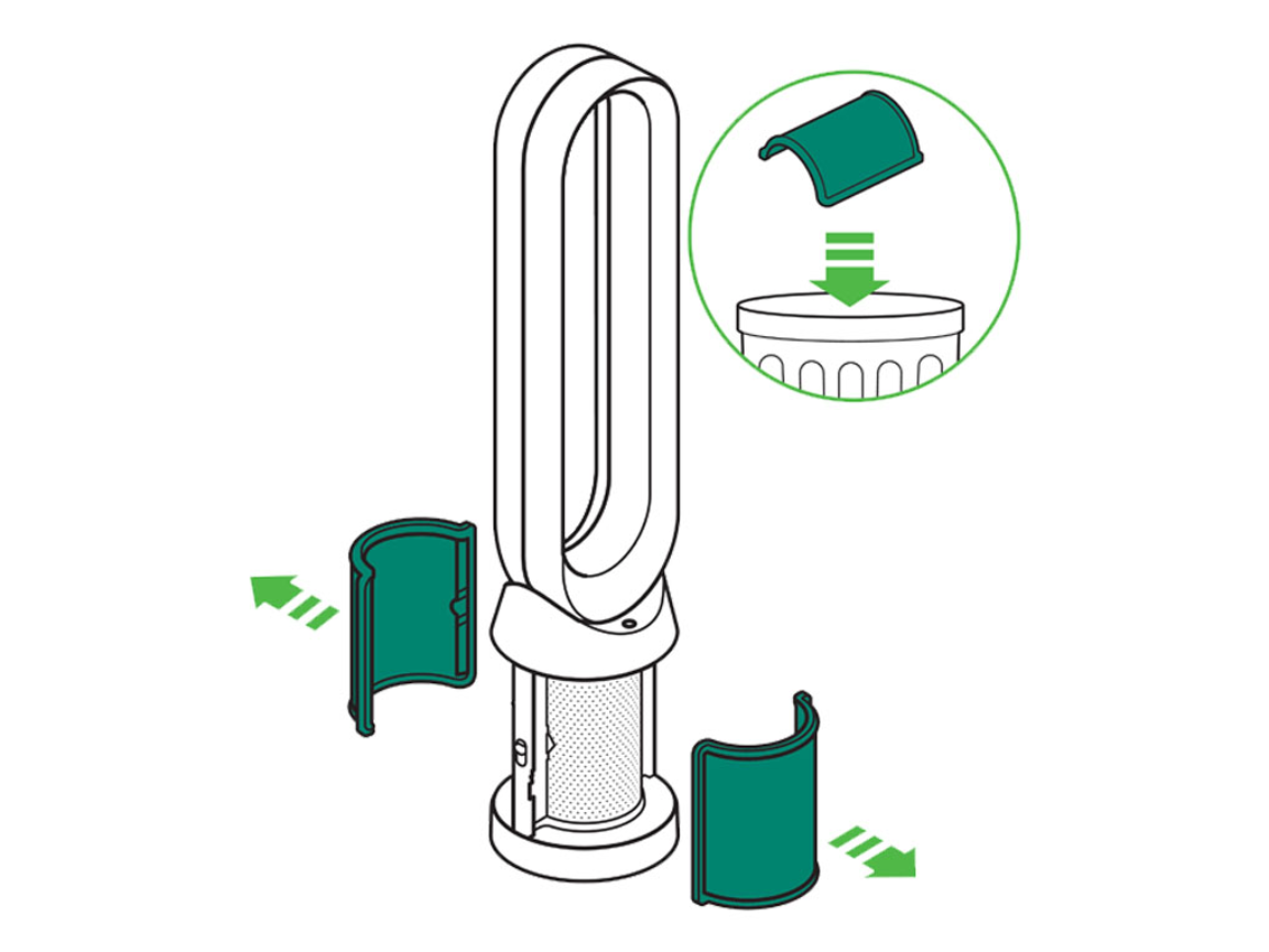 Dyson TP04 filter packaging removal diagram