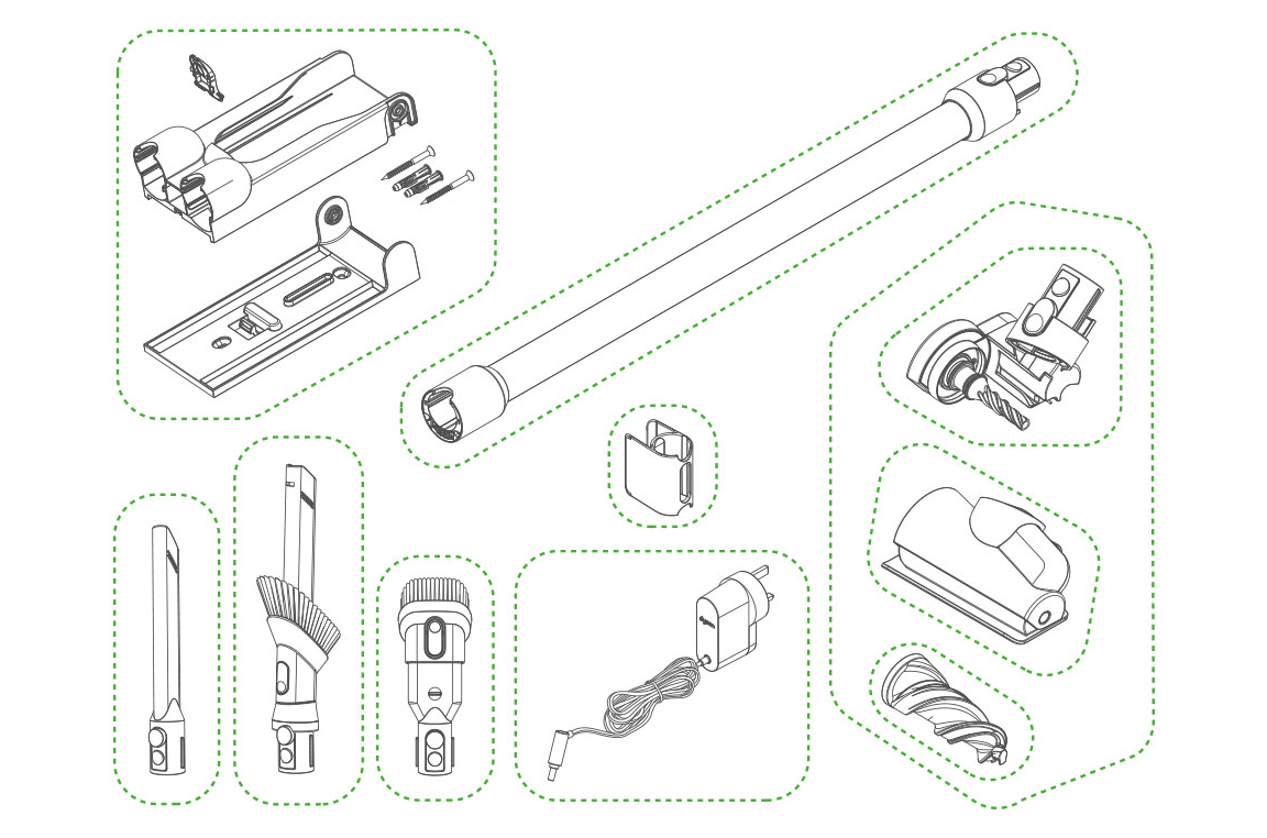 Dyson V15 wand retraction diagram