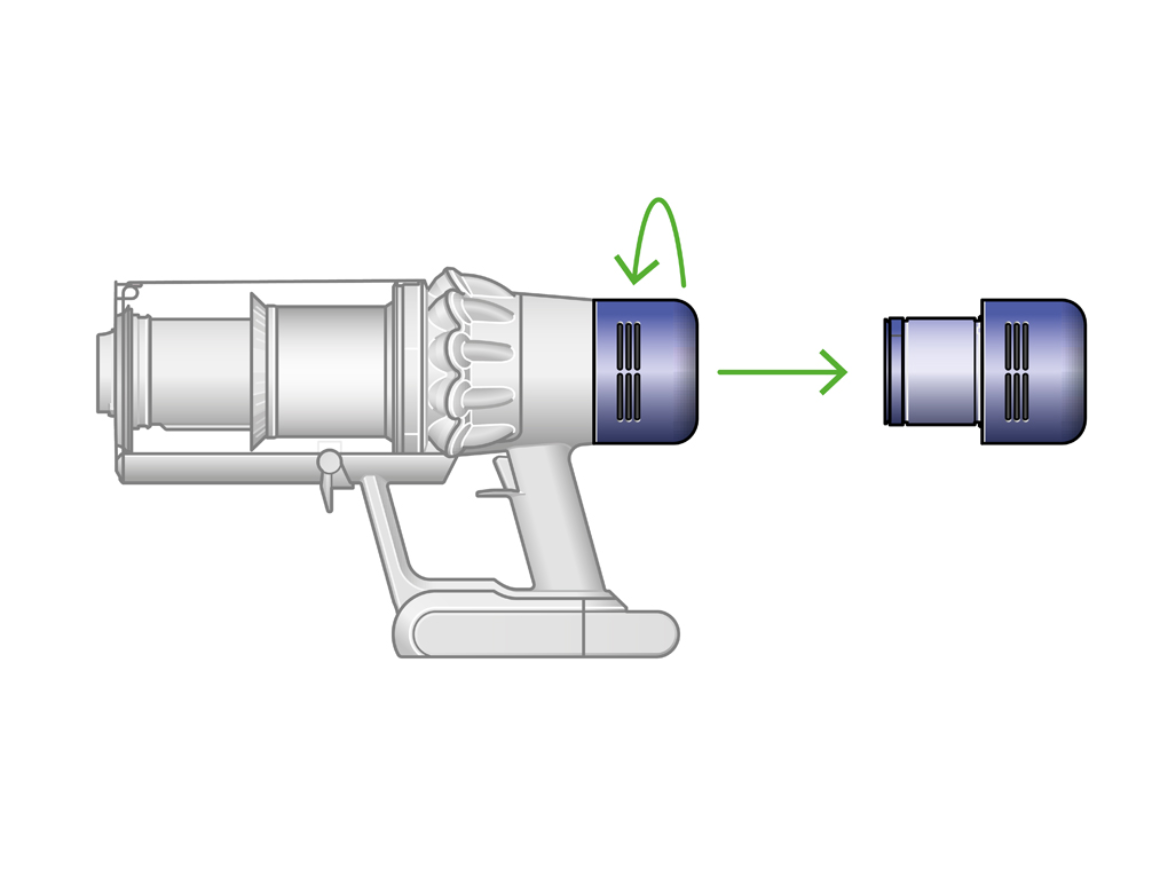 Dyson V15 filter removal diagram