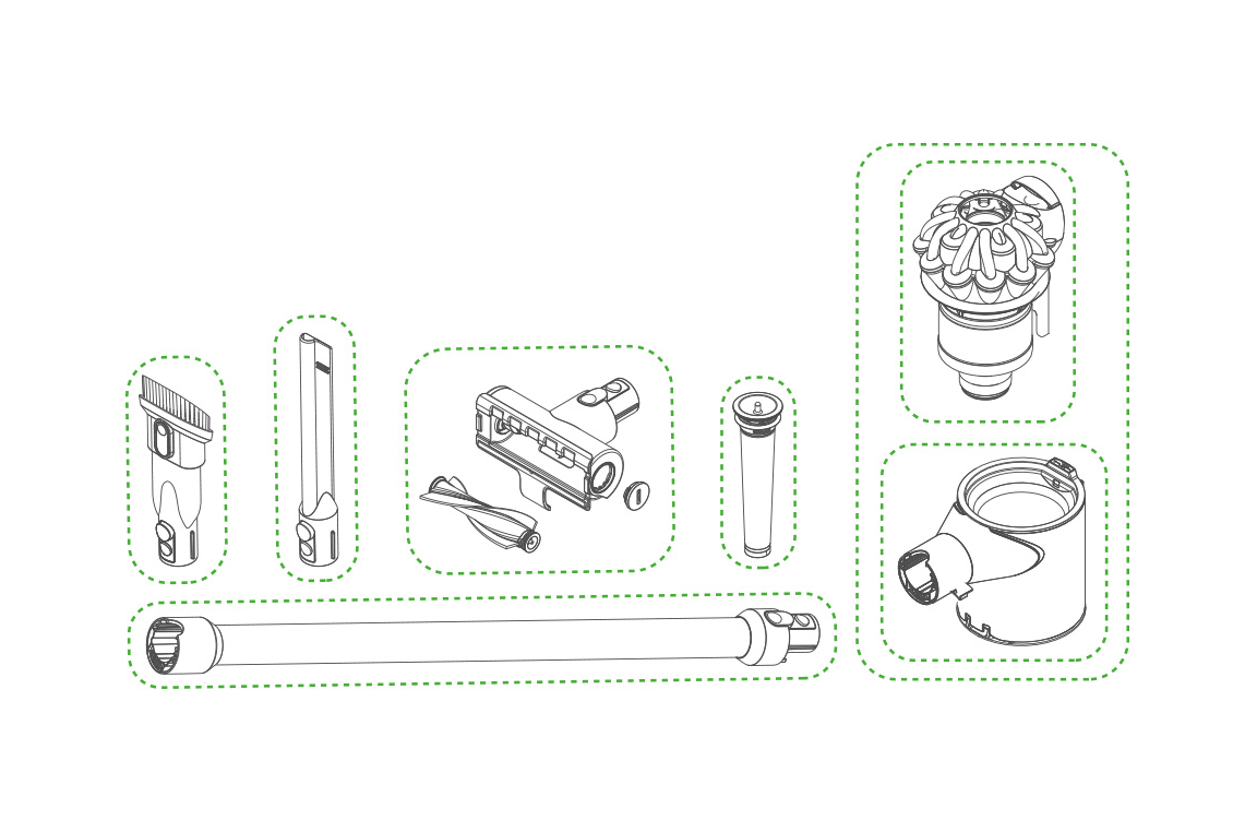 Dyson V7 vacuum common issues diagram