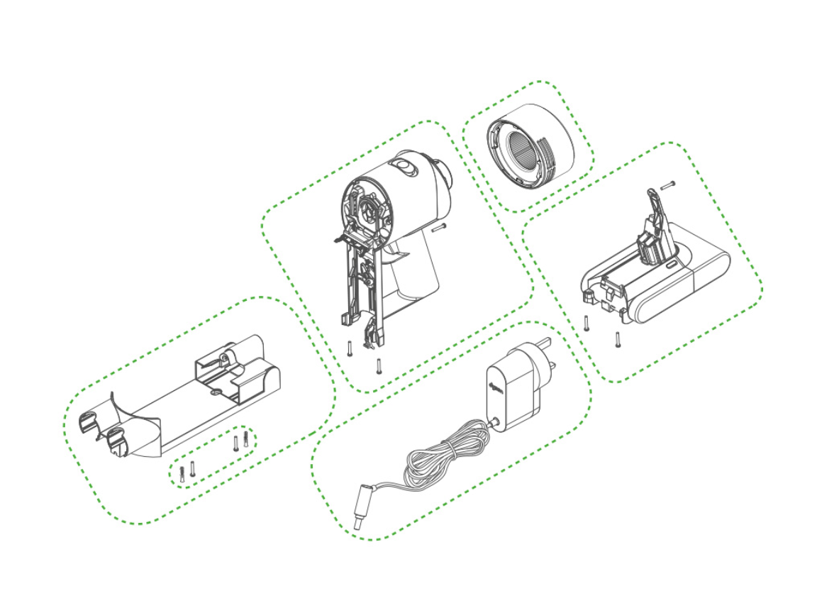 Dyson V7 blockage locations diagram