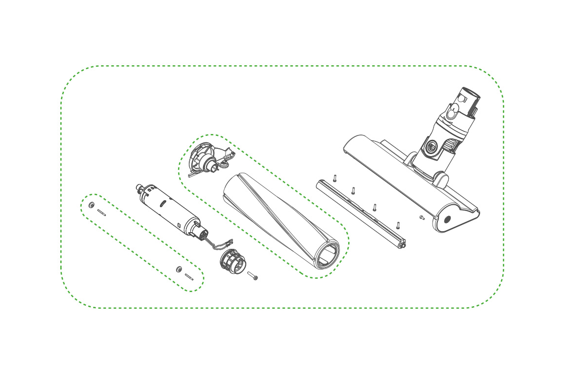Dyson V7 roller head drive gear diagram