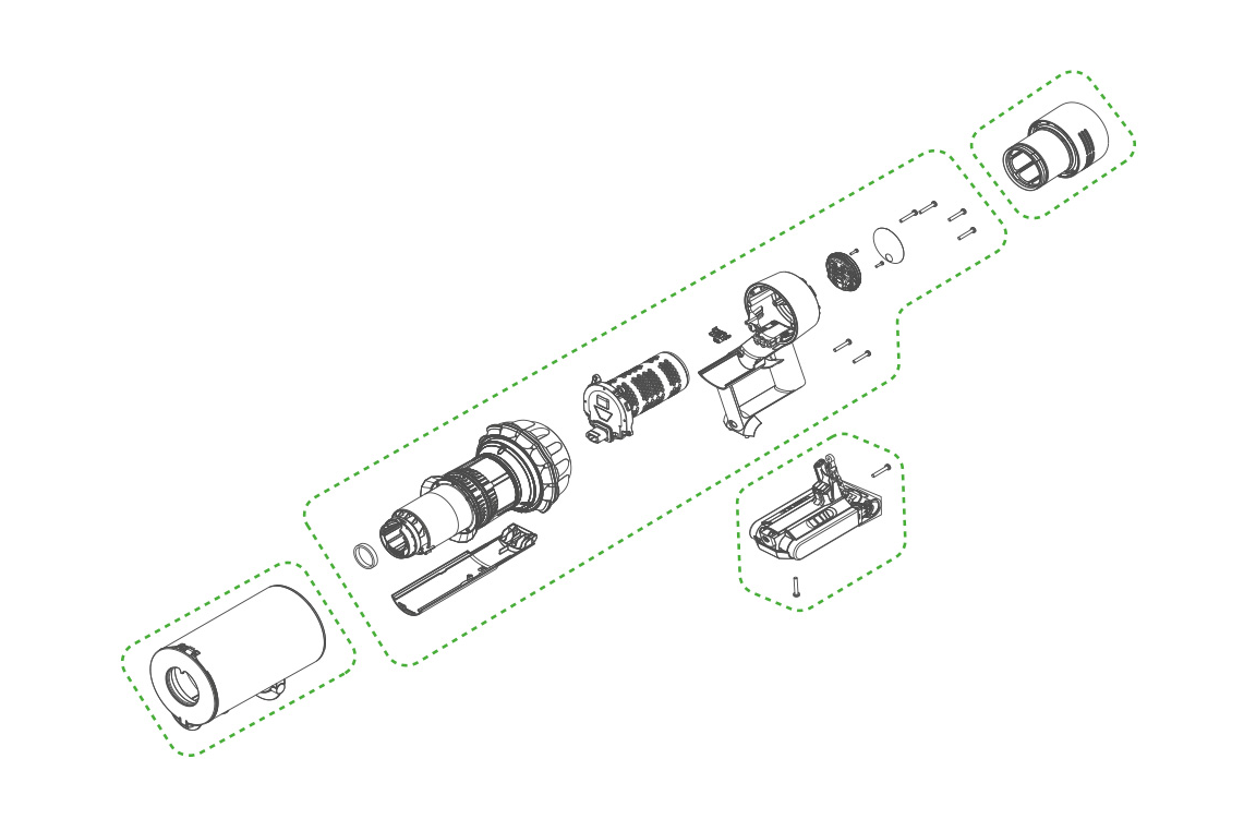Dyson V11 Torque Drive repair steps diagram