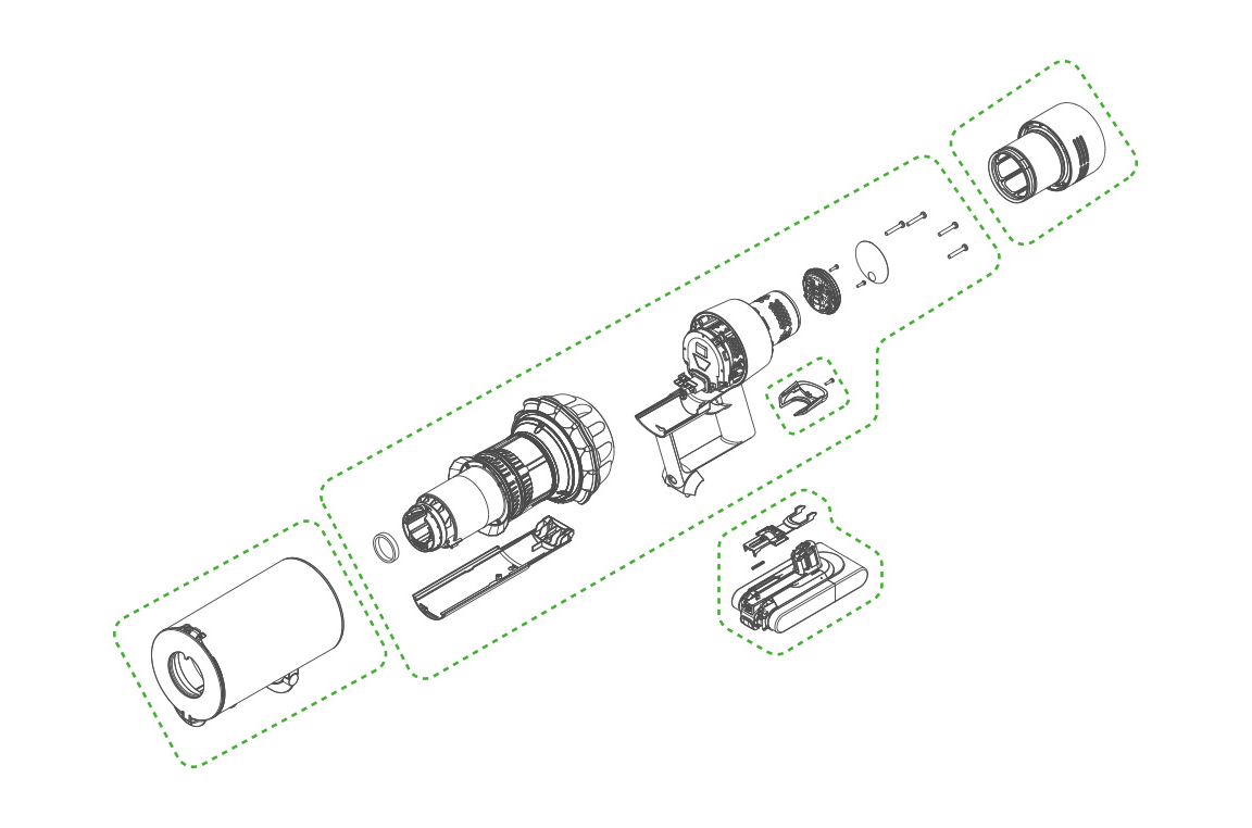 Dyson V11 trigger disassembly exploded view