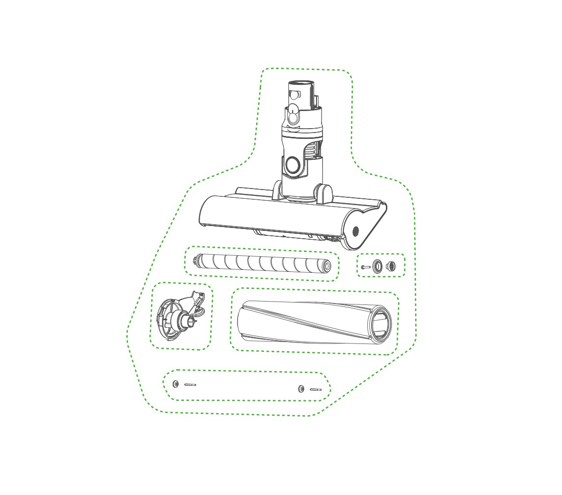 Dyson Outsize Fluffy Optic head roller removal diagram