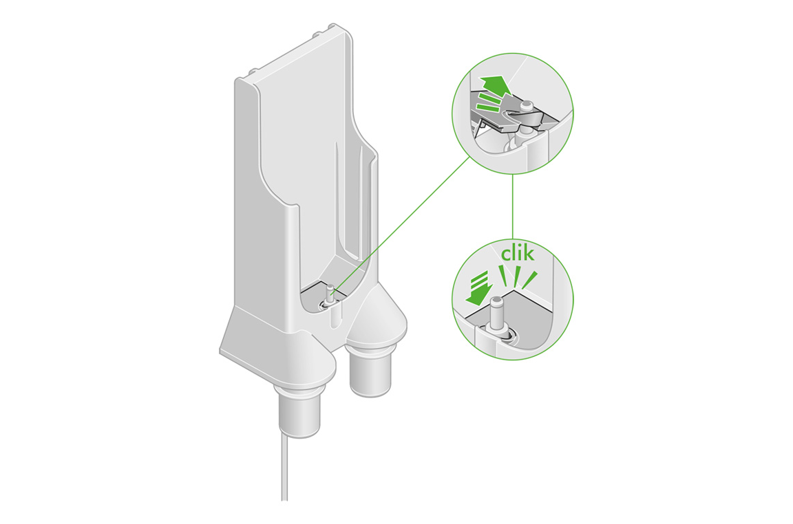 Dyson wall mount charging port close up diagram