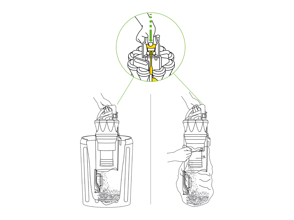 Dyson DC17 bin emptying mechanism