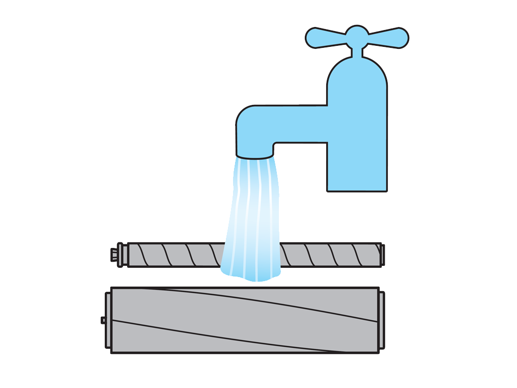 The brush bars being washed.