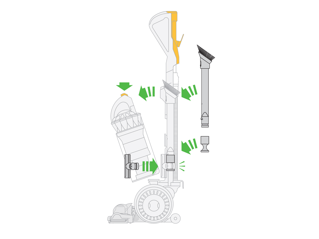 Image montrant comment installer la machine et les accessoires ensemble.