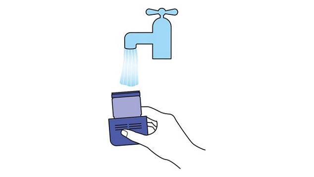 Diagram showing filter beneath running tap
