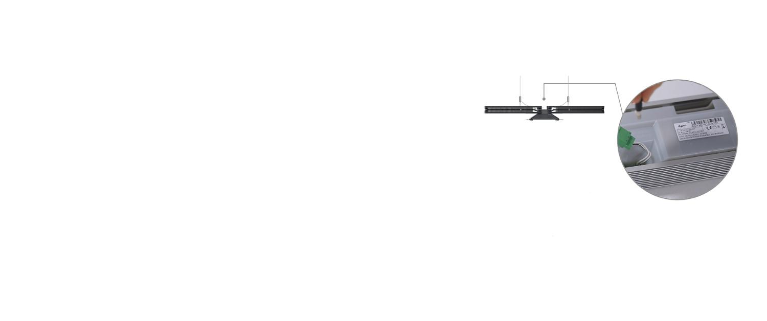Location of serial number highlighted on the Dyson suspended light.