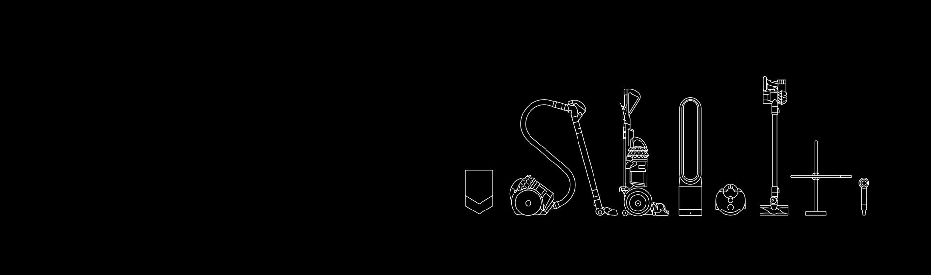 Dyson machines in black background