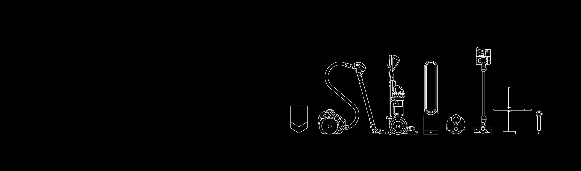 Dyson machines in black background