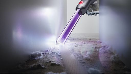 Illuminates dust and debris Close-up of the Light pipe crevice tool's LEDs