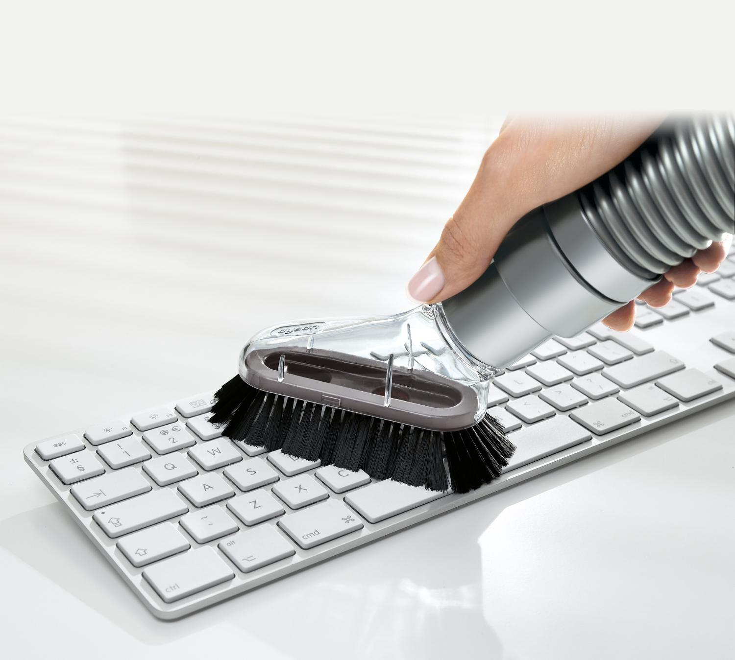 Mini soft dusting brush on computer keyboard