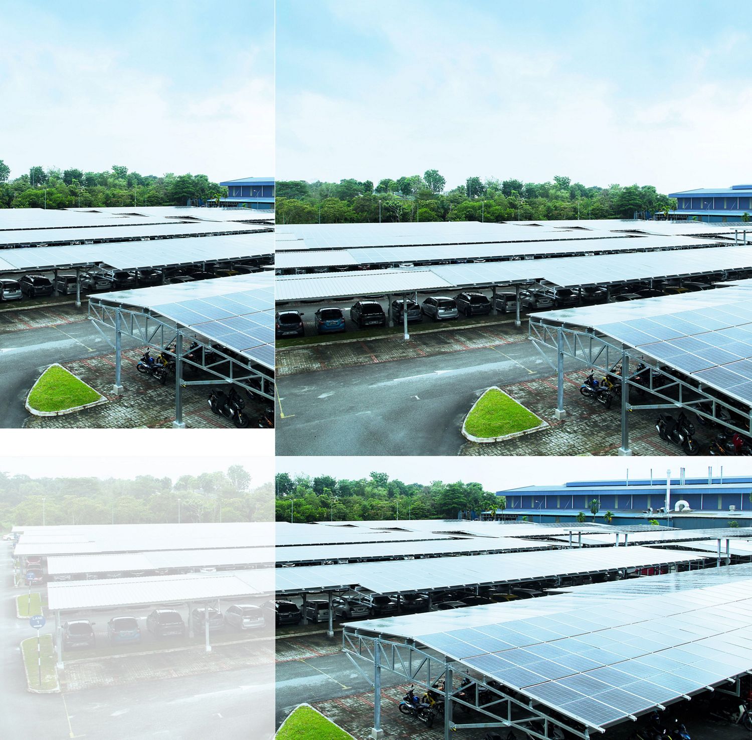 A solar panel farm on top of the Dyson Malaysia Development Centre car park.