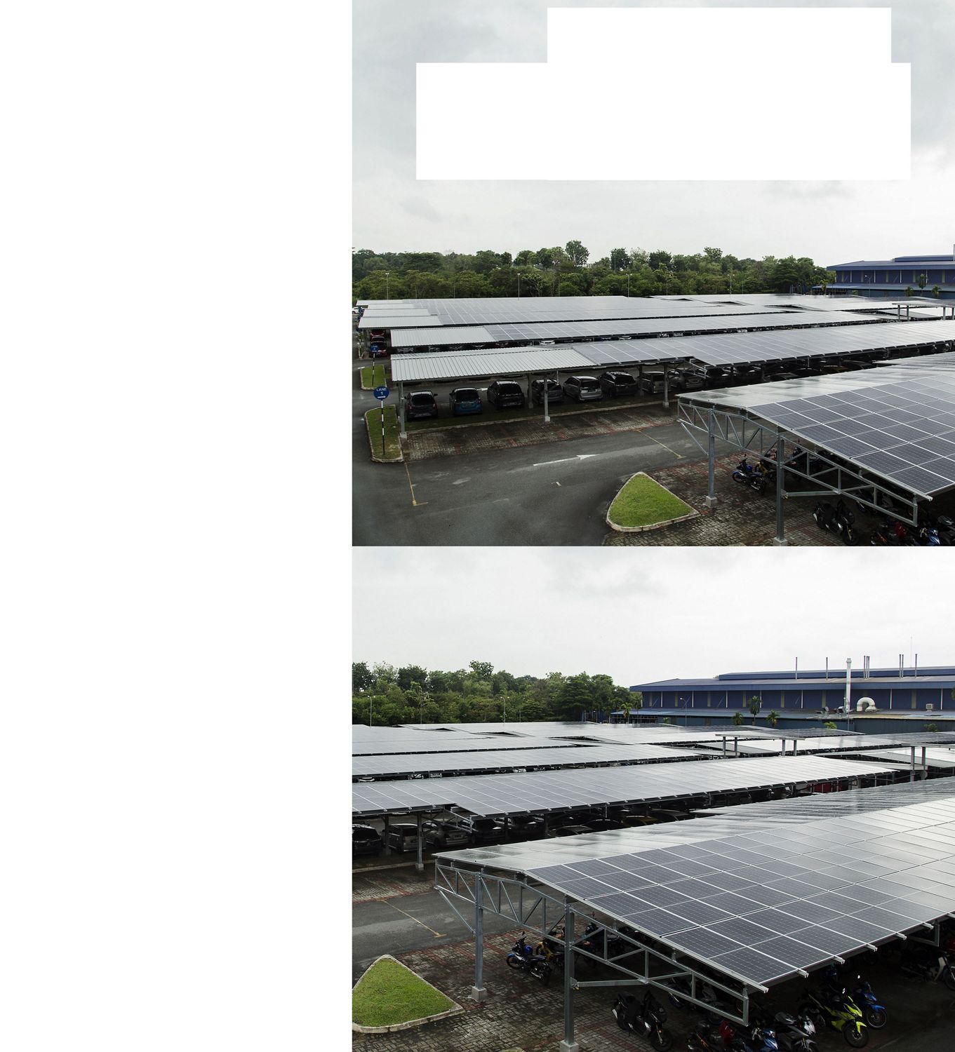 A solar panel farm on top of the Dyson Malaysia Development Centre car park.