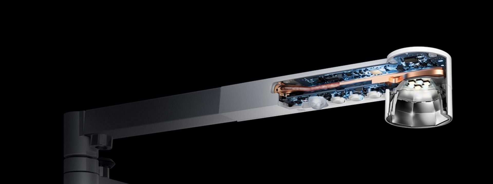 Technology inside a Dyson light.
